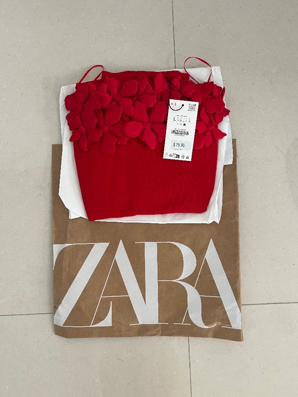 NEW ZARA RED FLOWER DRESS SIZE L